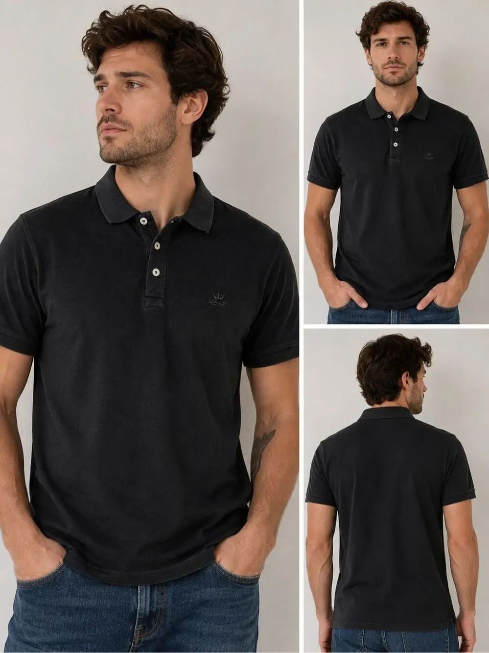Zara Classic Basic Polo Shirt Black Short Sleeve 100 Cotton Men’s Size L